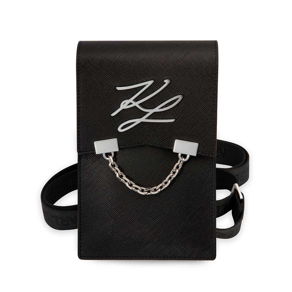 کیف دوشی اورجینال Karl Lagerfeld مدل Autograph Chain با بند زنجیری