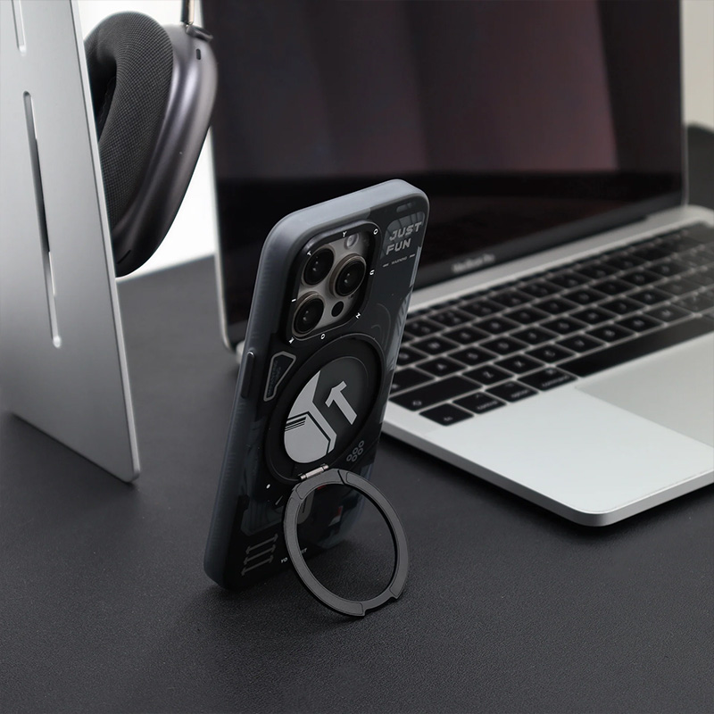 قاب یانگکیت اورجینال مدل Cyberpunk 360° Rotation Ring Stand Case MagSafe